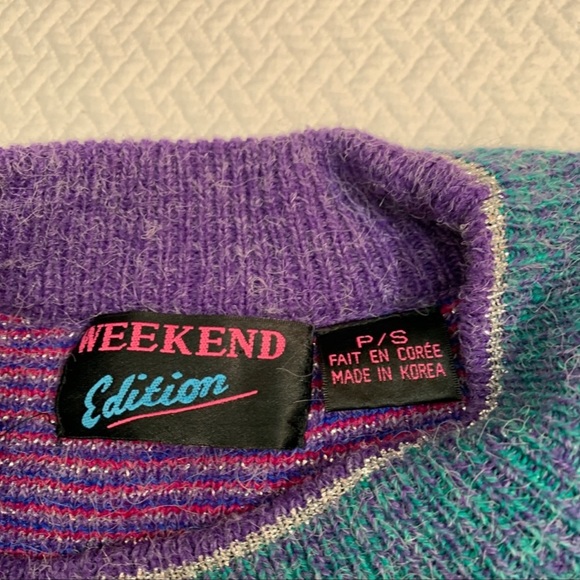 Vintage Y2K Chunky Sweater by Weekend Edition Purple Aztec Inspired Print - Picture 8 of 8